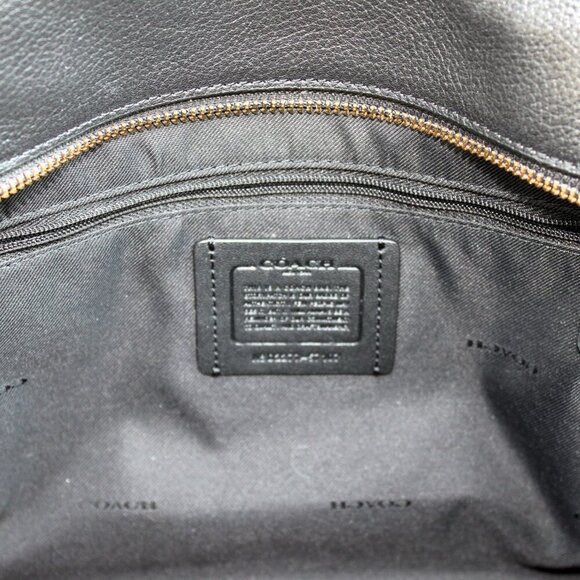 Coach Black Pebbled Leather Chain Tote Bag 57107 Turnlock Gold Hardware Dust Bag - Picture 13 of 16